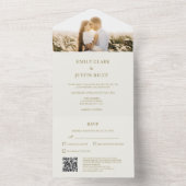 エレガントクラシック金ゴールドモノグラム写真QRCode結婚s オールインワン招待状 (内側)