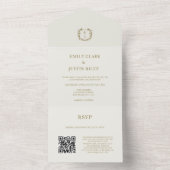 エレガントクラシック金ゴールドモノグラムQRコード結婚s オールインワン招待状 (内側)