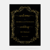 エレガントクラシック金ゴールド結婚フローラ アクリルサイン (正面)