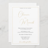 エレガントクラシック金ゴールド結婚式招待状 招待状 (正面/裏面)