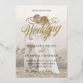 エレガントクラシック金箔カスタム写真書 箔招待状 (正面)