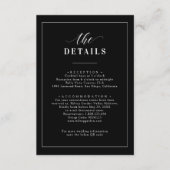 エレガントクラシック黒と白の結婚詳細 エンクロージャーカード (正面)