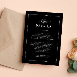 エレガントクラシック黒と白の結婚詳細 エンクロージャーカード