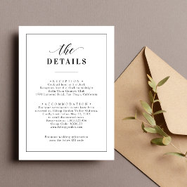 エレガントクラシック黒と白の結婚詳細 エンクロージャーカード