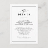 エレガントクラシック黒と白の結婚詳細 エンクロージャーカード (正面)