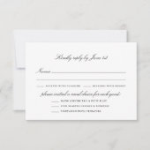 エレガントクラシック黒と白の食事オプション 出欠カード (正面)