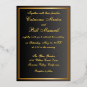 エレガントクラシック黒と金ゴールド結婚式招待状 箔招待状 (正面)