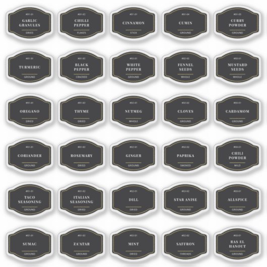 エレガントクラシック黒と金ゴールド・スパイスの瓶ラベル シール (正面)