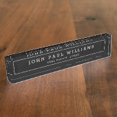 エレガントクラシック黒プロフェッショナル名ジョブのタイトル デスクネームプレート (側面)