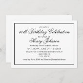 エレガントクラシック黒白60誕生日 招待状 (正面/裏面)