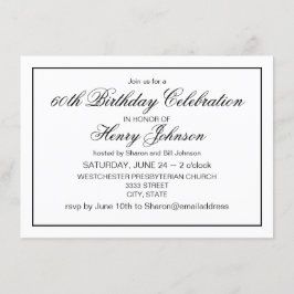 エレガントクラシック黒白60誕生日 招待状