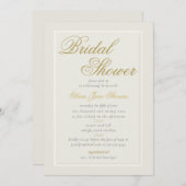 エレガントクラシック3重枠ベージュ色ブライダルシャワー 招待状 (正面/裏面)
