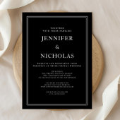 エレガントクラシックBlack And White Virtual結婚's 招待状