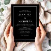 エレガントクラシックBlack And White Virtual結婚's 招待状