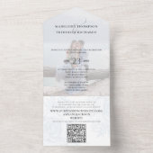 エレガントクラシックDusty Blue QRコードフローラRSVP オールインワン招待状 (内側)
