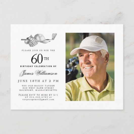 エレガントクラシックGolf 60th Birthday Party写真 インビテーションポストカード (正面)