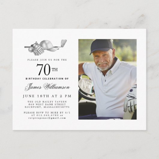 エレガントクラシックGolf 70th Birthday Party写真 インビテーションポストカード (正面)