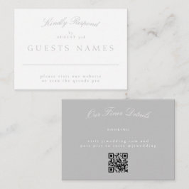 エレガントクラシックLight Gray結婚のQRコードRSVP ノートカード