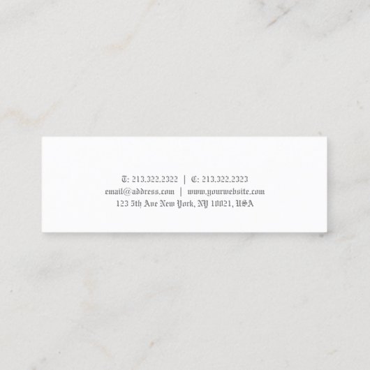 エレガントクラシックOld Englishシンプル Plain Nostalgic スキニー名刺 (裏面)