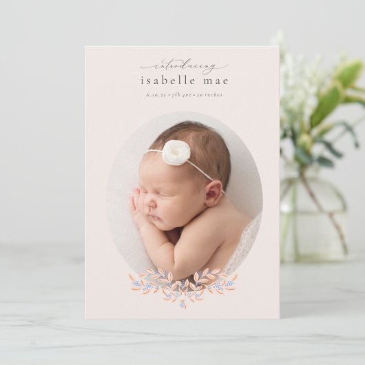 エレガントクラシックOval Photo Birth Announce 招待状 (スタンド正面)