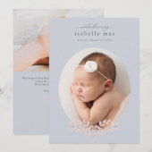 エレガントクラシックOval Photo Birth Announcement 招待状 (正面/裏面)