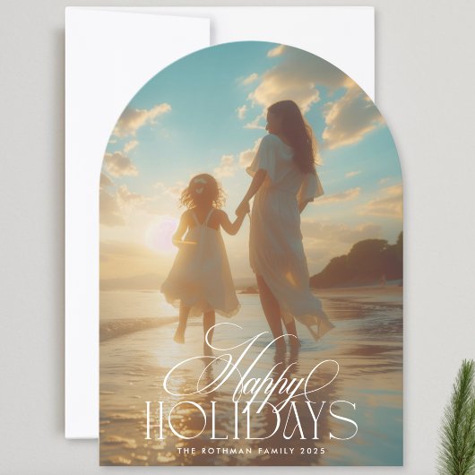 エレガントクラシックPhoto Christmas Holiday Arch Card 招待状