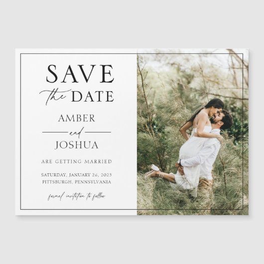 エレガントクラシックPhoto Wedding Save the Date Magnet (正面)