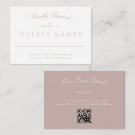 エレガントクラシックPink Taupe結婚のQRコードRSVP ノートカード