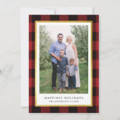 エレガントクラシックRed Plaid金ゴールドフレームフォト シーズンカード (正面)