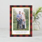 エレガントクラシックRed Plaid金ゴールドフレームフォト シーズンカード (スタンド正面)