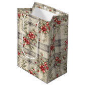エレガントクラシックRed Poinsettiaタータンチェック ミディアムペーパーバッグ (正面アングル)