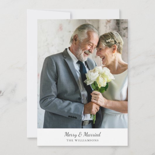 エレガントクラシックScriptの古い結婚した写真メリー シーズンカード (正面)