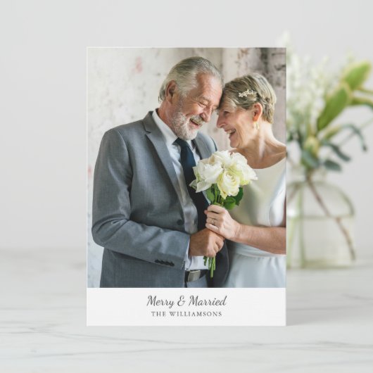 エレガントクラシックScriptの古い結婚した写真メリー シーズンカード (スタンド正面)