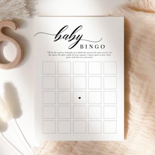 エレガントクラシックScript Baby Shower Bingo Game 招待状