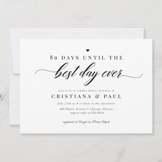 エレガントクラシックScript Coolesブライダルシャワー 招待状 (正面)