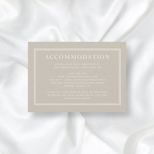 エレガントクラシックTAUPE BEIGE結婚ズアコモデーション エンクロージャーカード