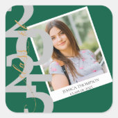 エレガントクラスオブ2025フォトグリーン卒業式 スクエアシール (正面)