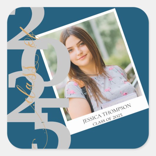 エレガントクラスオブ2025フォト卒業式 スクエアシール (正面)