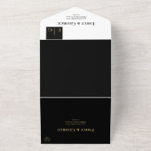 エレガントクラッシー黒金ゴールドモノグラムモダン結婚ズ オールインワン招待状 (外側)