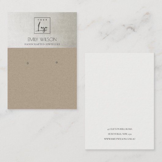 エレガントクラフト銀ロゴイヤリング表示装置 名刺 (正面/裏面)