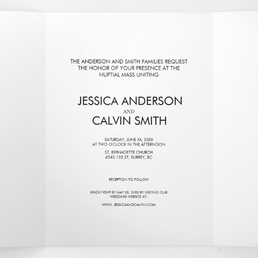 エレガントクリスチャン結婚式招待状ミニマル 三つ折り招待状 (内部中)