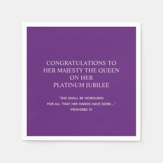エレガントクリスチャン・クイーンズプラチナジュビリー紙 スタンダードカクテルナプキン (正面)