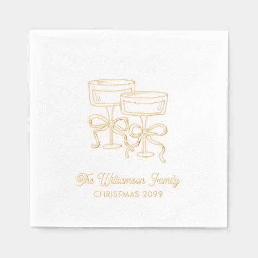 エレガントクリスマスのカクテルゴールドフォイルナプキン 箔ナプキン (正面)