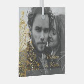 エレガントクリスマスのカップルカスタム写真 ガラスオーナメント (正面右)