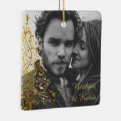 エレガントクリスマスのカップルカスタム写真 セラミックオーナメント (右)