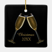 エレガントクリスマスのカップルカスタム写真 セラミックオーナメント (裏面)