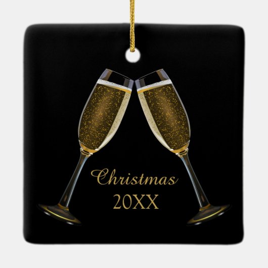 エレガントクリスマスのカップルカスタム写真 セラミックオーナメント (裏面)