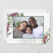 エレガントクリスマスのグリーンリーの休日の写真 シーズンカード (正面)