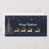 エレガントクリスマスのトナカイとスレイカード シーズンカード (正面)