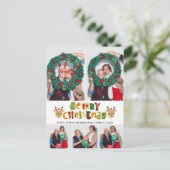 エレガントクリスマスのトナカイ家族の写真コラージュ シーズンポストカード (スタンド正面)